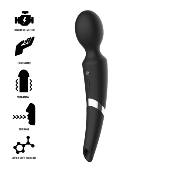 Black&silver - massaggiatore e aspirazione in silicone ricaricabile beck nero