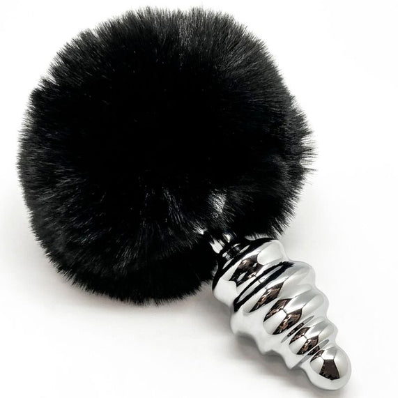 Alive - plug piacere anale spirale metallo fluffy nero taglia s