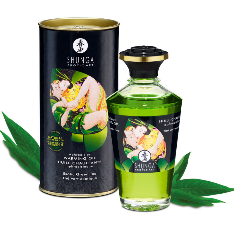 Shunga - olio da massaggio effetto calore biologico al tè verde 100 ml