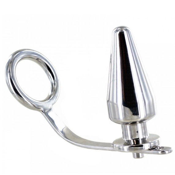 Metal hard - anello in acciaio duro con tappo anale 80 x 55 mm