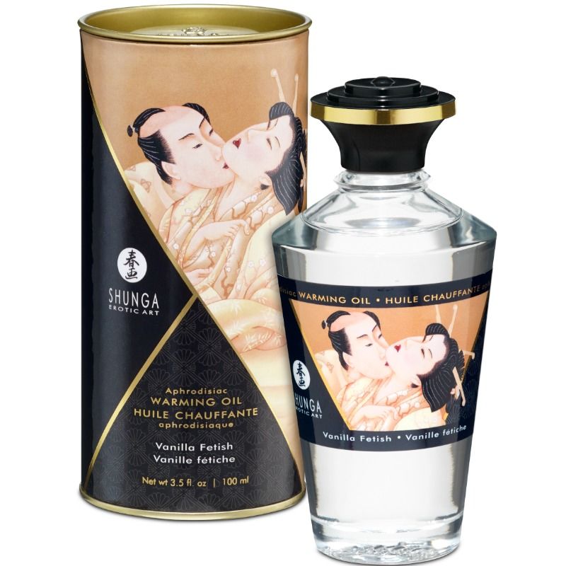 Shunga - olio da massaggio effetto caldo al gusto vaniglia fetish 100 ml