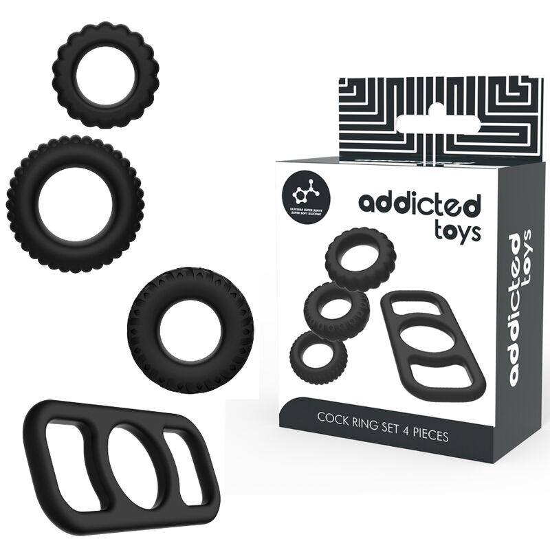 Addicted toys - set di anelli per cazzo - 4 pezzi